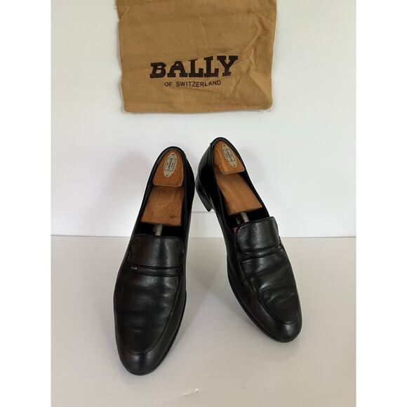 Bally Of Switzerland Oliver Loafer Shoe Black Nappa Leather Men Size 10.5 N JL